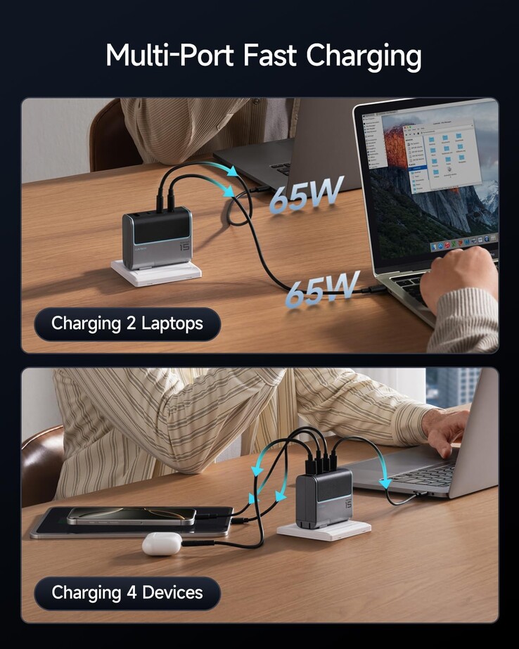 O carregador GaN de 4 portas Cuktech 15 140 W pode carregar até 4 dispositivos simultaneamente (Fonte da imagem: Cuktech)