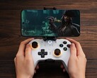 O 8BitDo Mobile Clip para o controlador sem fio 8BitDo Ultimate 2 funciona com smartphones grandes. (Fonte da imagem: 8BitDo)
