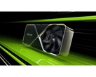Uma imagem promocional da placa de vídeo RTX 4090 da Nvidia exibida em um fundo preto e verde. (Fonte da imagem: Nvidia)
